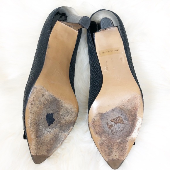 Peter Kaiser Black Snake Skin Suede Bow Heels 9.5 - Picture 8 of 8